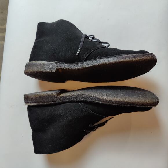 Clarks Originals Desert Chukka Boot Men Sz 10 Black Suede Natural Crepe Gum Sole - Picture 5 of 12